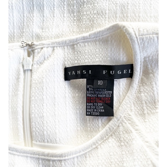 Yansi Fugel White Textured Sleeveless Sheath Dress Size 10 - Picture 2 of 6